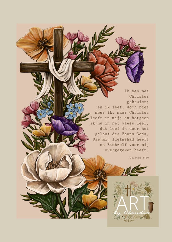 A5 Poster 'Ik ben met Christus gekruist'