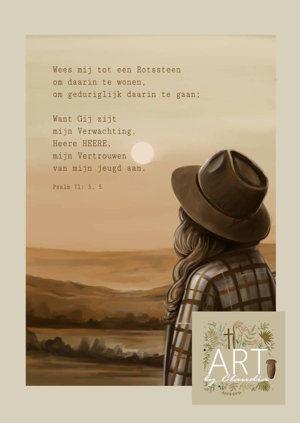 A5 Poster 'Wees mij tot een Rotssteen'