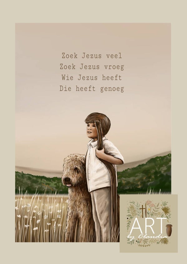 A4 Poster 'Zoek Jezus veel (jongen) 2'