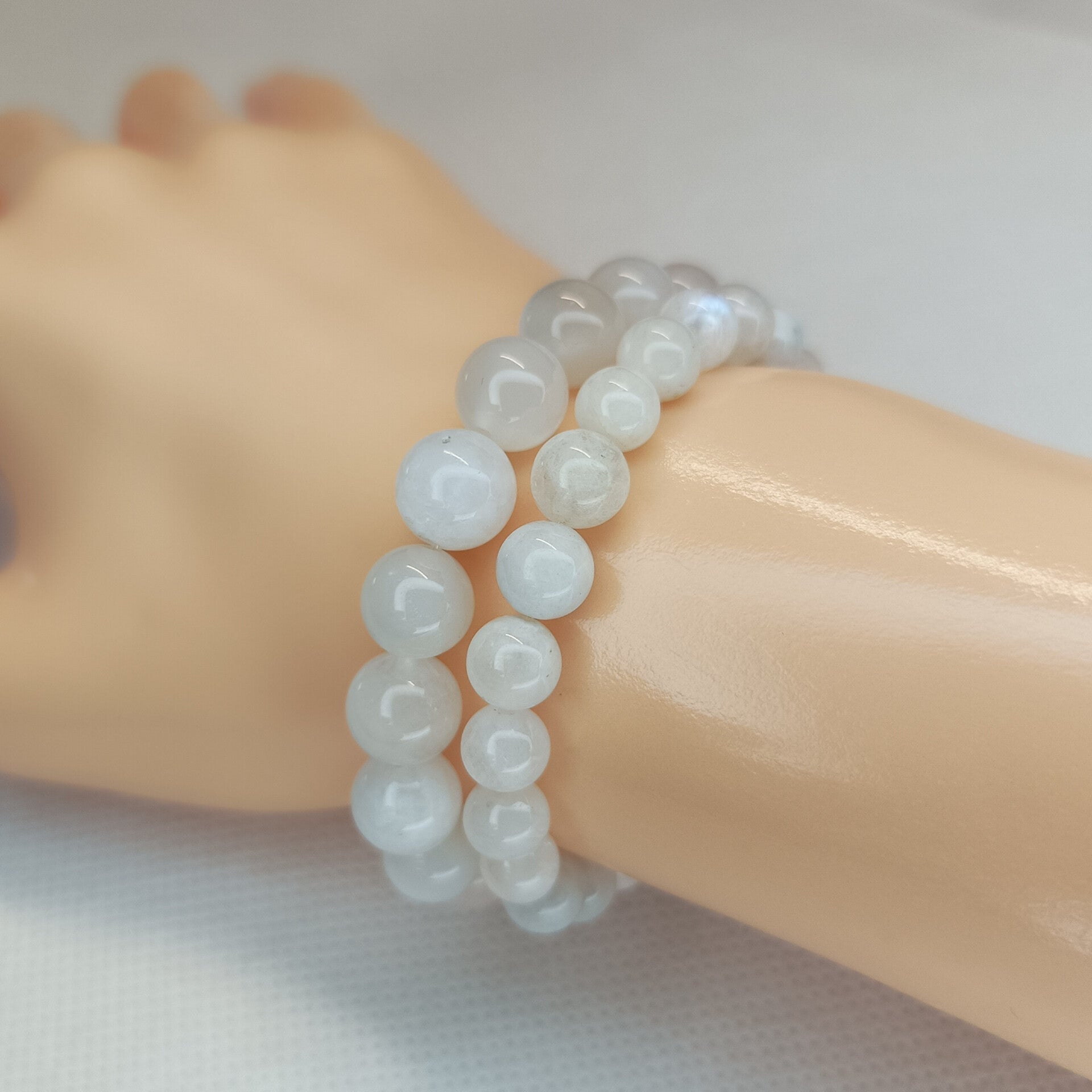 Bracelet Pierre de Lune Blanche Fumée