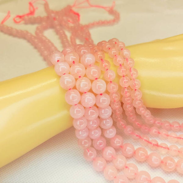 Quartz Rose perles sur fil