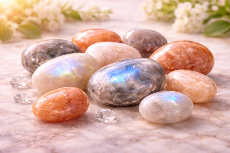 pierre de lune multicolore