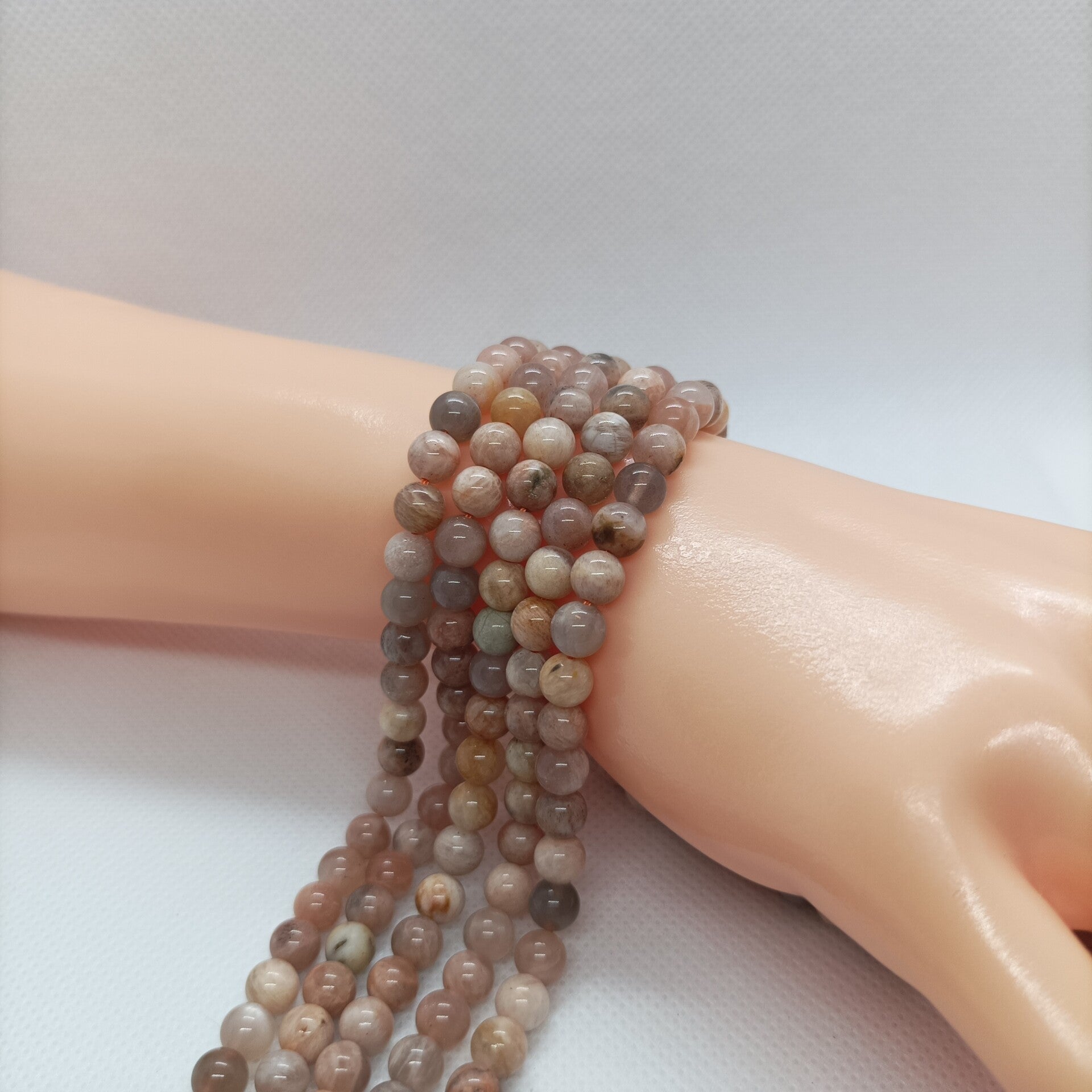 Pierre de Lune Multicolore perles sur fil