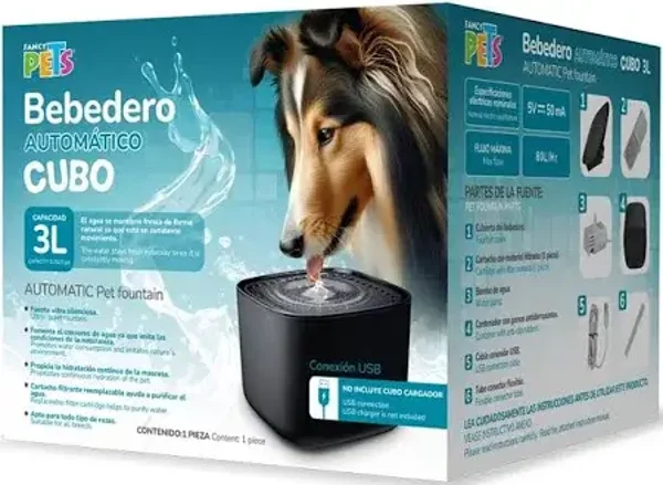 bebedero con filtro y flujo constante gato y perro