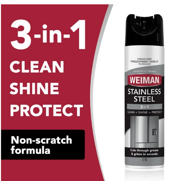 Weiman Stainless Steel Cleaner & Polish Spray for Kitchen and Home Appliances, 12 oz, Floral Scent