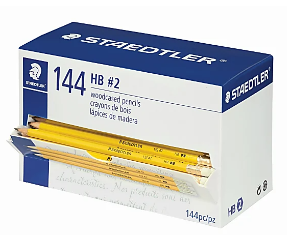 Staedtler® Woodcased Pre-Sharpened Pencils, 2 mm, #2HB, Yellow, Pack Of 144 Pencils