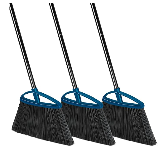 3Pcs Commercial Broom Outdoor Broom Heavy Duty 60'' Angle Brooms for Sweeping Patio Garage Lobby Yard Kitchen Indoor Offices