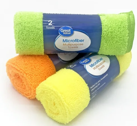 Great Value Multipurpose Microfiber Household Cleaning Cloth, Wipe, 2 Count, Multicolor