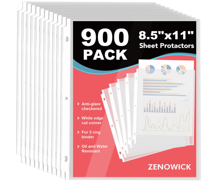 900 Pack Sheet Protectors 8.5 x 11 inch Clear Page Protectors for 3 Ring Binder, Plastic Sleeves for Papers, Document