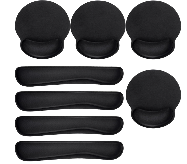 Yunsailing 8 Pcs Ergonomic Mouse Pad and Keyboard with Wrist Support Set Soft Smooth Gel Rest Comfortable Memory Foam for Easy Typing Gaming Computer Laptop Office Home