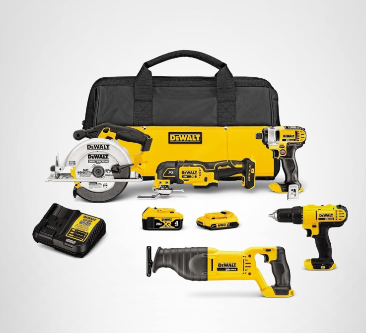 DEWALT Tools 5 Tool Power Tool Combo Kit, Cordless Drill Impact Driver Saw Oscillating Multi-tool Set with 20V MAX Battery and Charger (DCK551D1M1)