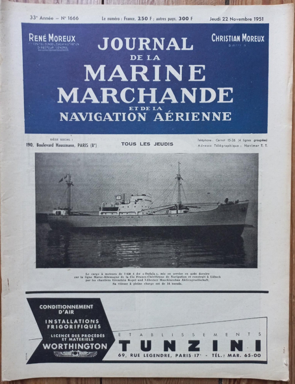 JOURNAL DE LA MARINE MARCHANDE N° 1666 du 22.11.1951
