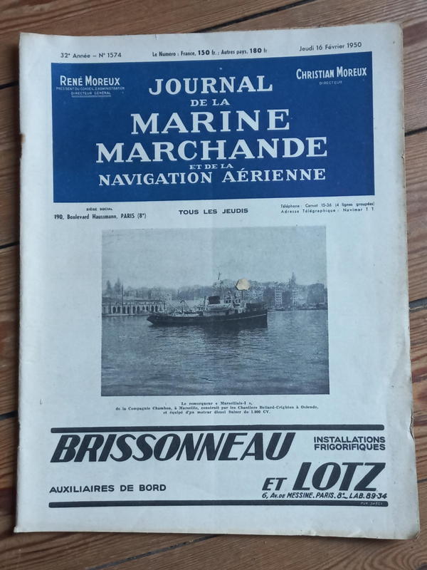 JOURNAL DE LA MARNINE MARCHANDE N° 1574 - 16.02.1950