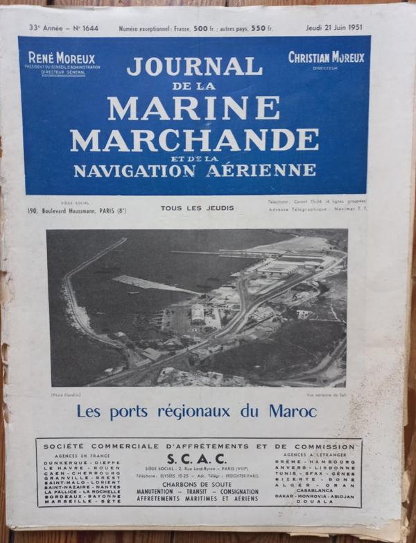 JOURNAL DE LA MARINE MARCHANDE N° 1644 du 21.06.1951