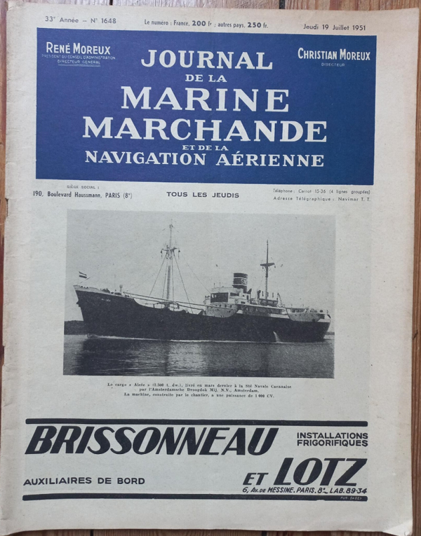 JOURNAL DE LA MARINE MARCHANDE N° 1648 du 19.07.1951