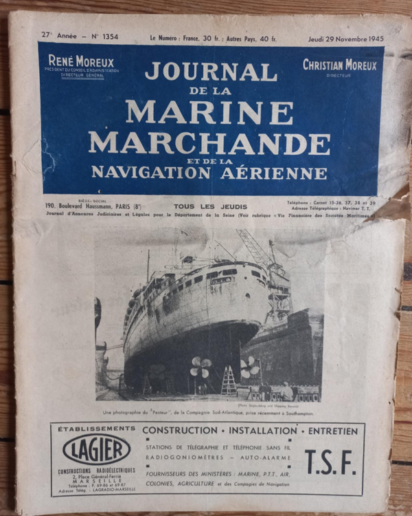 JOURNAL DE LA MARINE MARCHANDE N° 1354 - 29.11.1945
