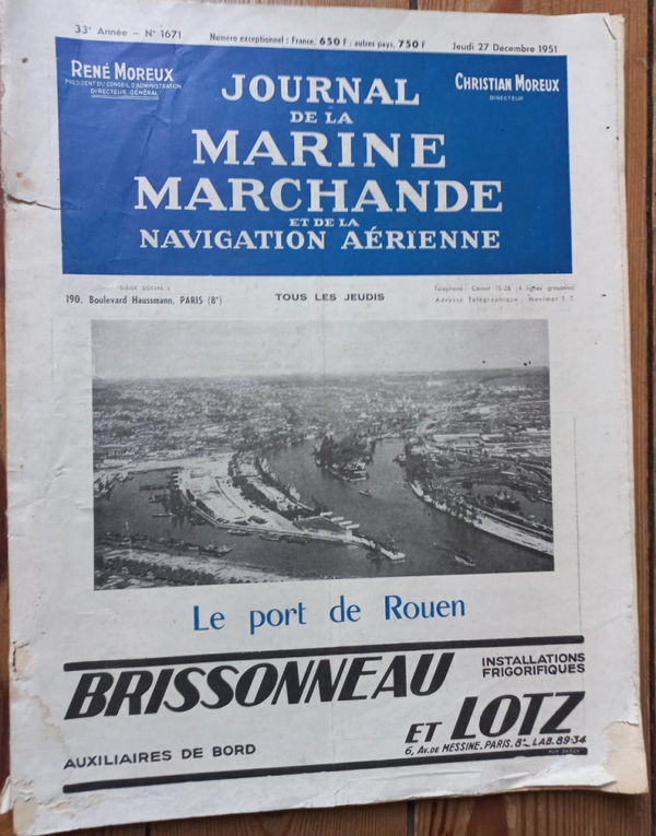 JOURNAL DE LA MARINE MARCHANDE N° 1671 du 17.12.1951