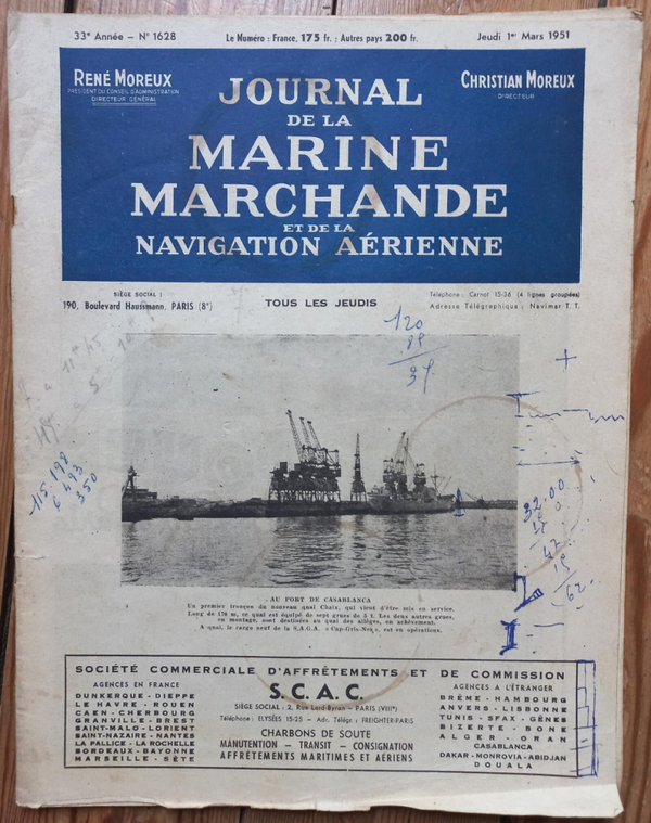 JOURNAL DE LA MARINE MARCHANDE N° 1628 du 01.03.51