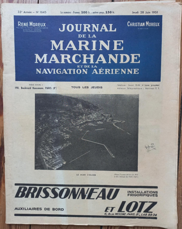 JOURNAL DE LA MARINE MARCHANDE N° 1645 du 28.06.1951