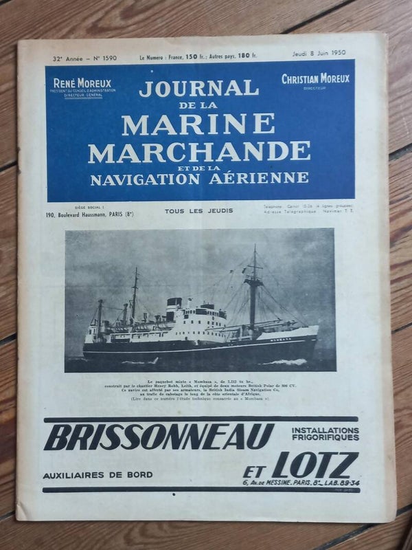JOURNAL DE LA MARINE MARCHANDE N° 1590 - 08.06.1950