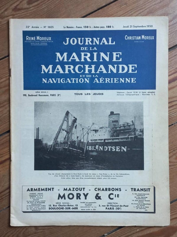 JOURNAL DE LA MARINE MARCHANDE N° 1605 - 21.09.1950