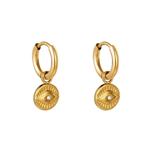 Evil eye - golden earrings