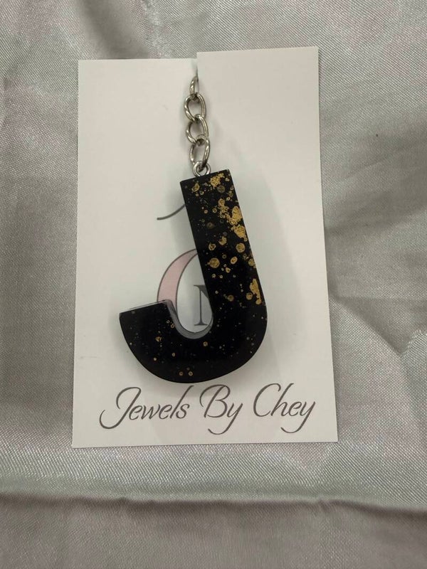 Alfabet letter J - kleur zwart met bladgoud