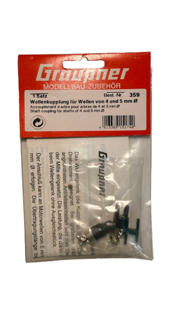 Graupner Wellenkupplung für Wellen von 4 und 5 mm Durchmesser Best.-Nr. 359