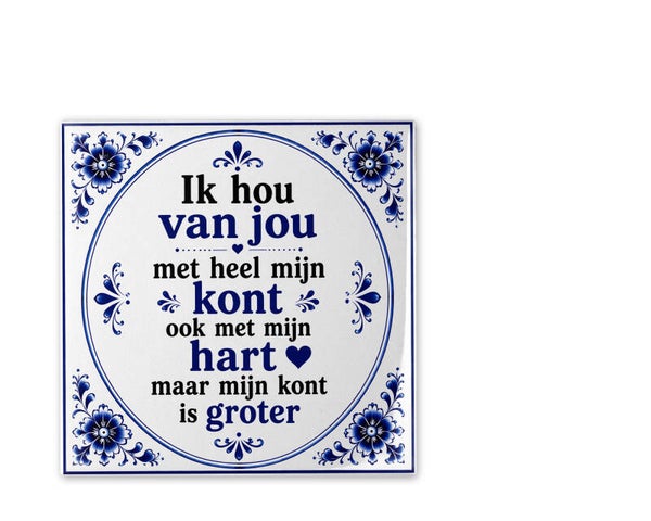 Tegeltje Delfsblauw Ik hou van jou