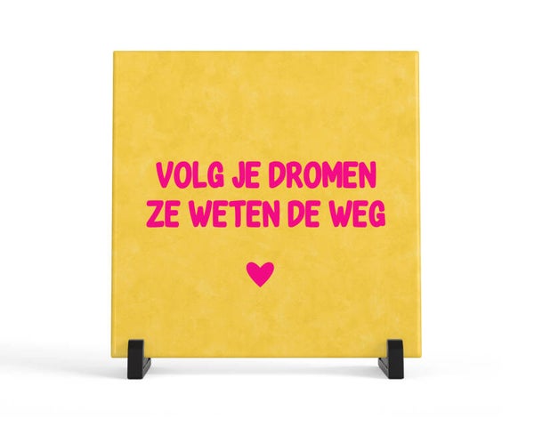 Tegeltje volg je dromen ze weten de weg