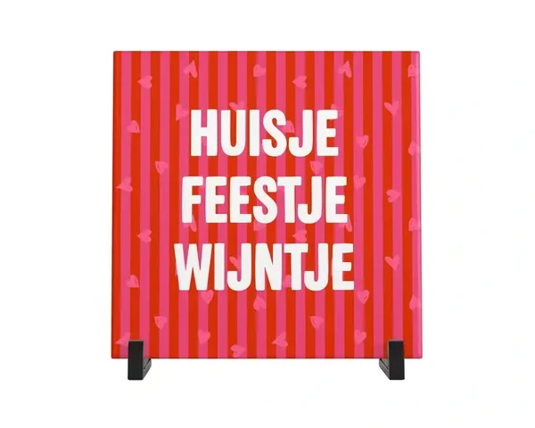 Tegeltje Huisje feestje wijntje