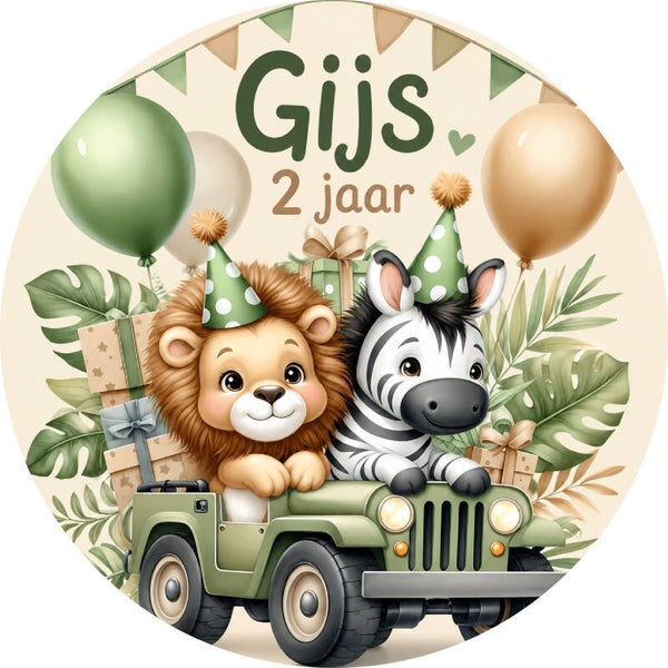 Traktatiesticker Jungle dieren Gijs