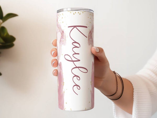 Tumbler gepersonaliseerd met naam roze