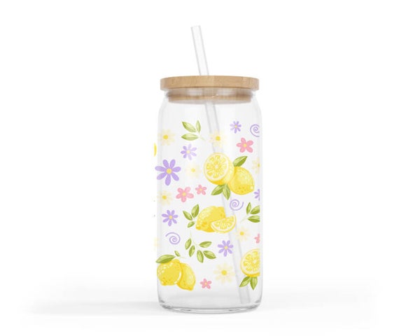 Glazen drinkbeker citroenen