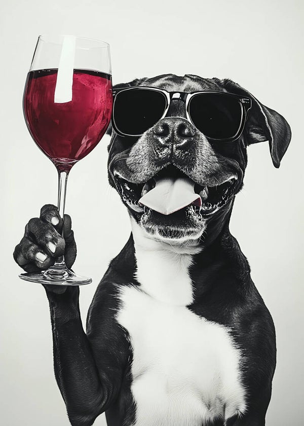 Poster Boxer met wijnglas