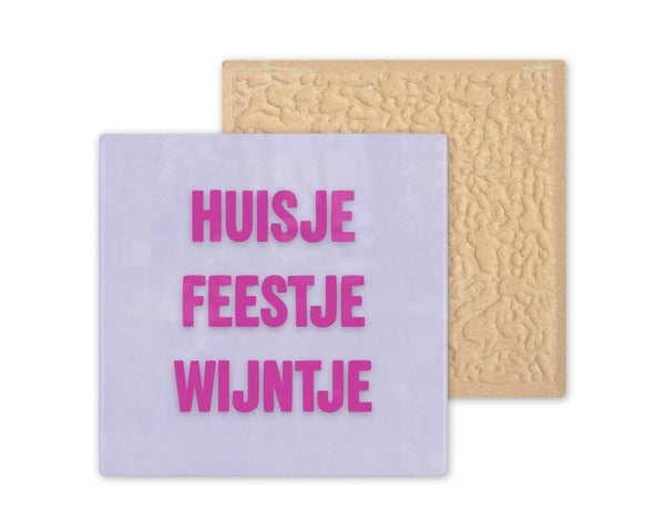 Tegeltje huisje feestje wijntje