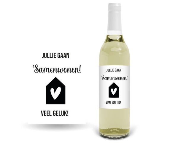 Wijnetiket Jullie gaan samenwonen