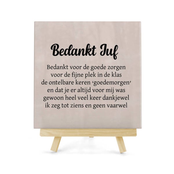 Tegeltje Bedankt Juf beige