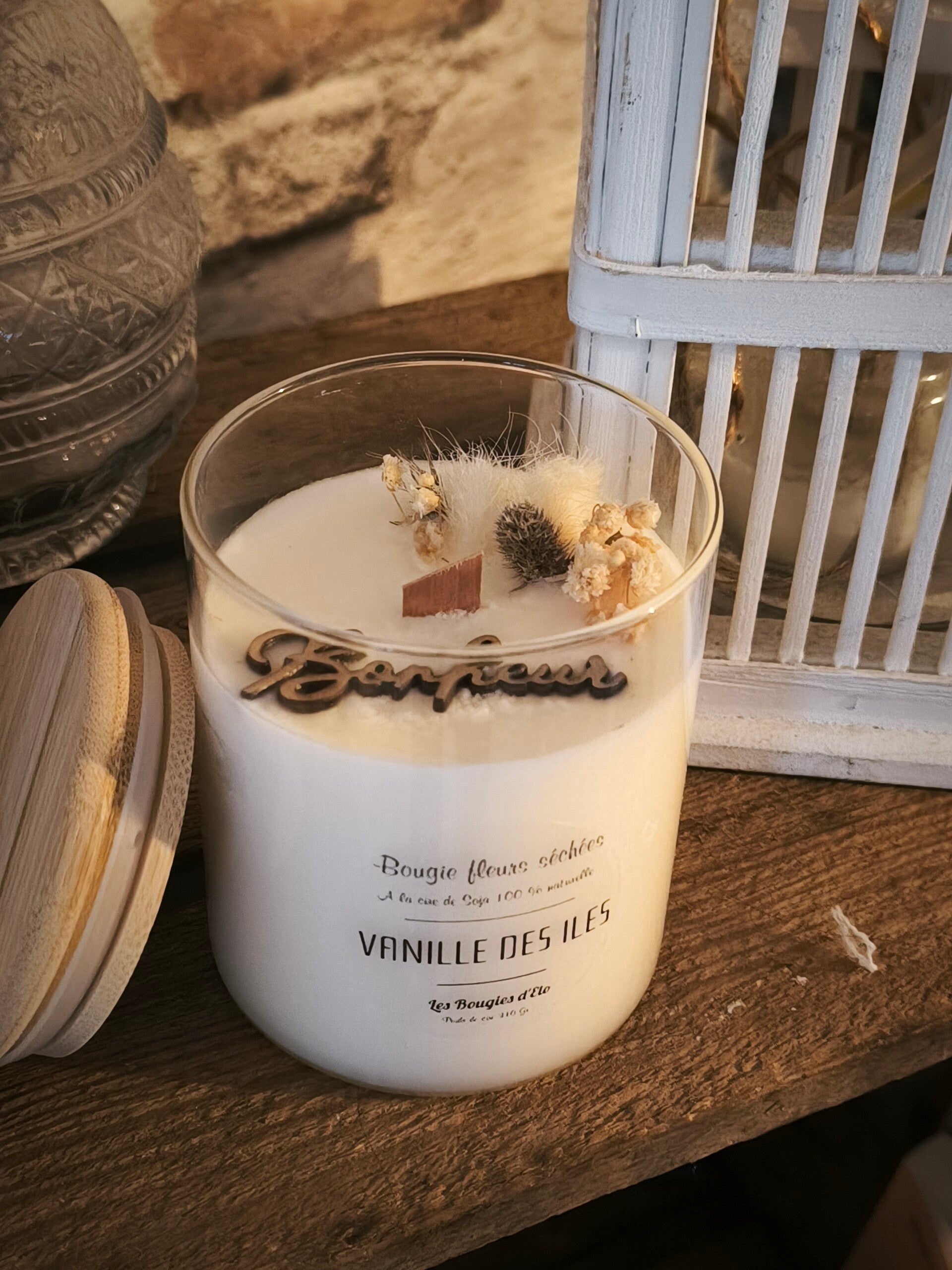 Bougie fleurie XL Vanille