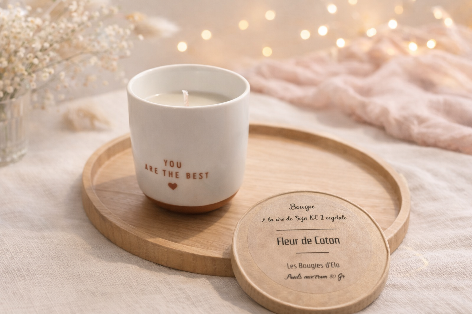 Bougie YOU ARE THE BEST Fleur de coton