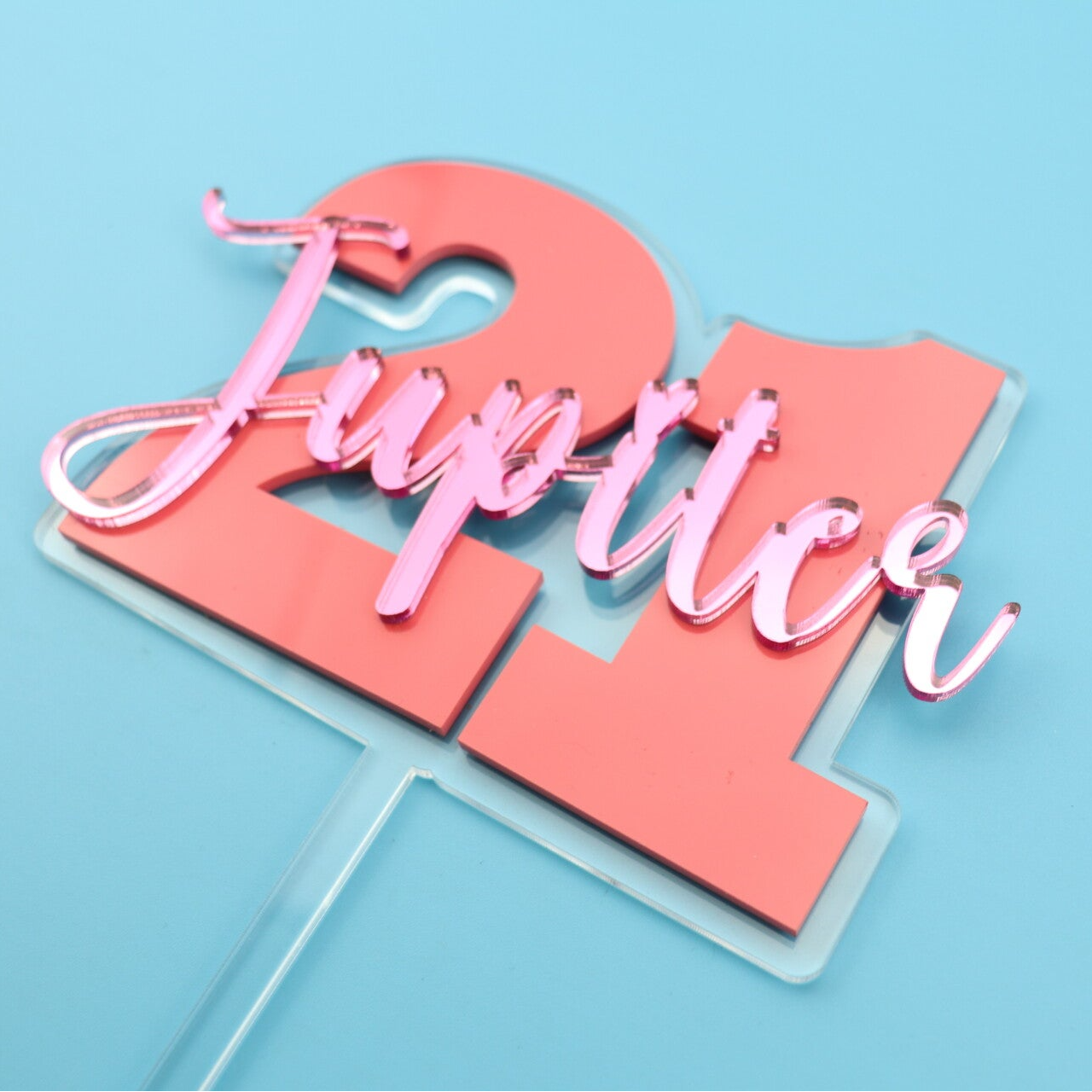 Personalised Birthday Age & Name Cake Topper – Luxury 3 Layer Acrylic