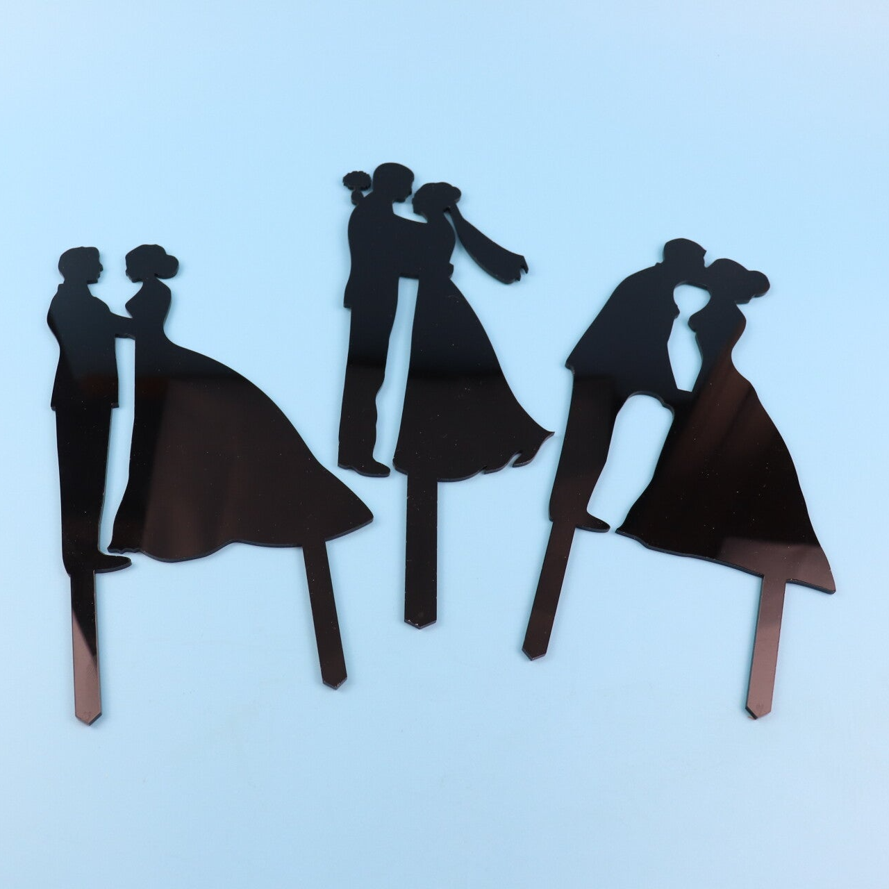 Luxury Bride & Groom Silhouette Wedding Cake Topper