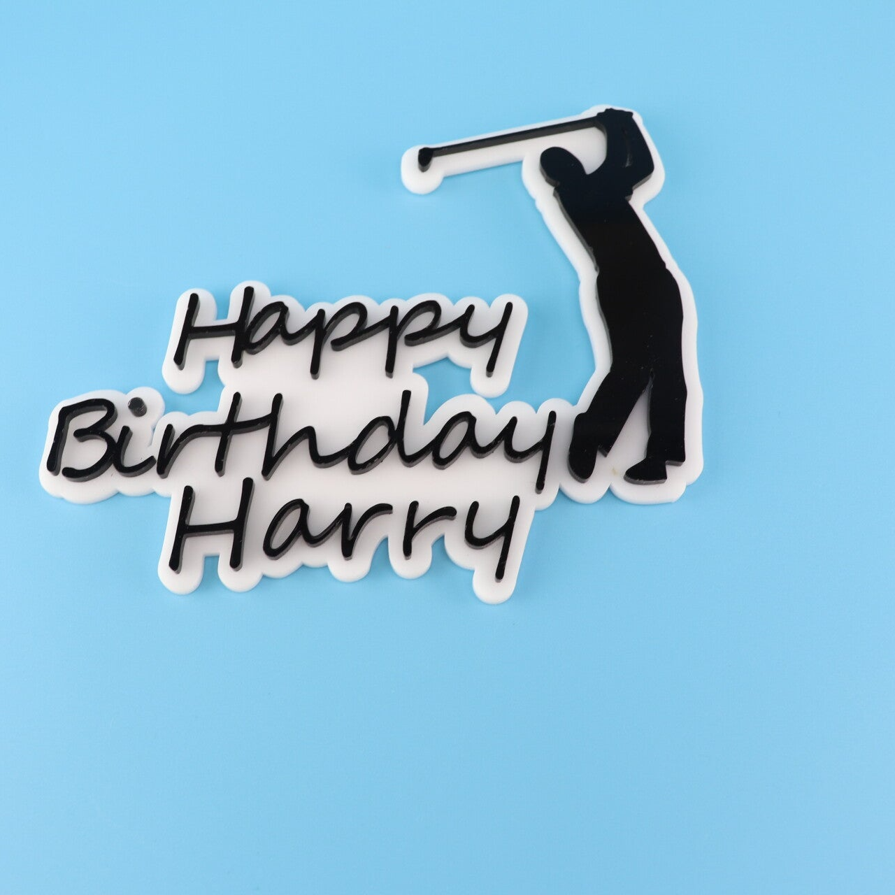 Luxury Acrylic Golf Cake Charm / Topper – Personalised Birthday