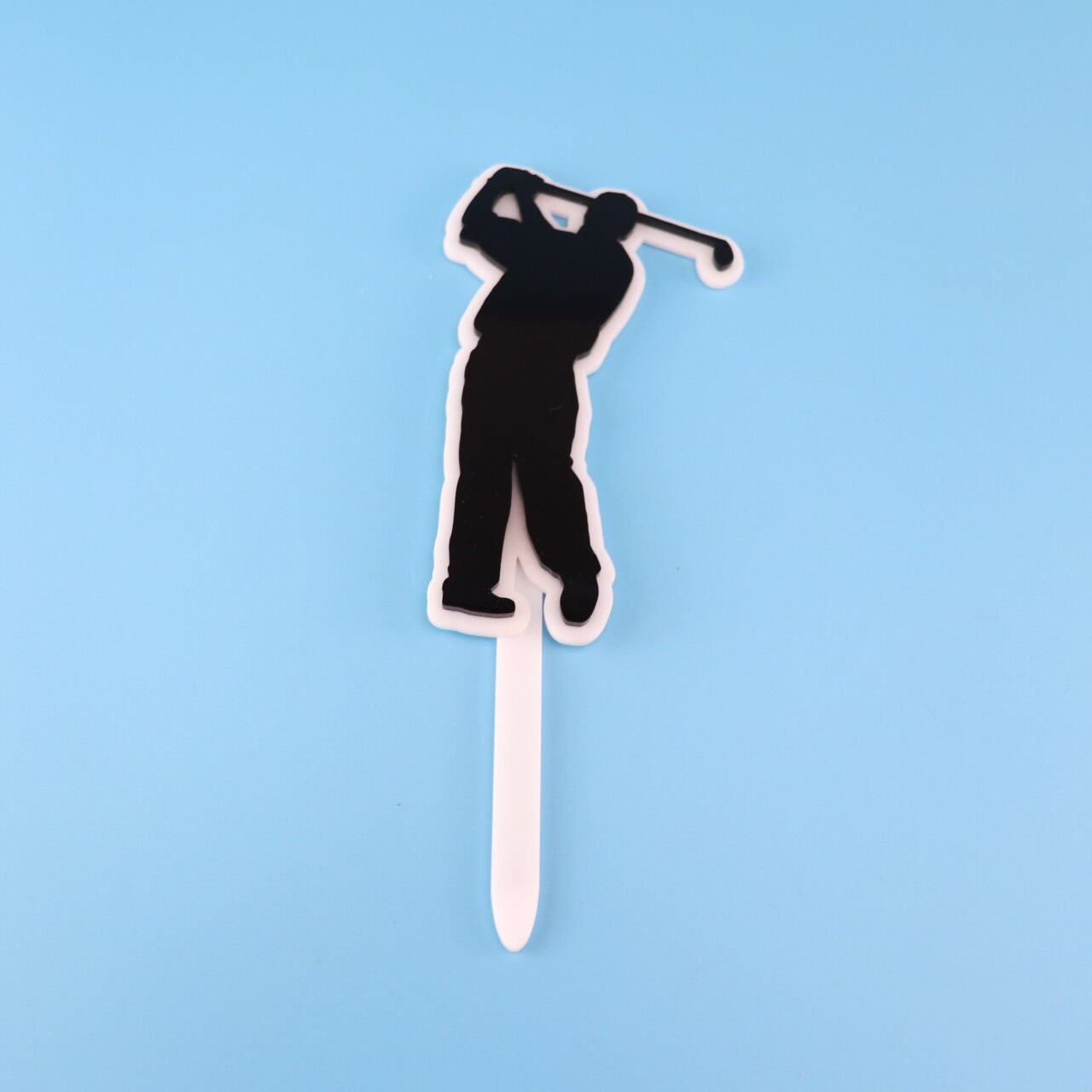 Silhouette Golfer Hitting a Ball Cake Topper / Charm