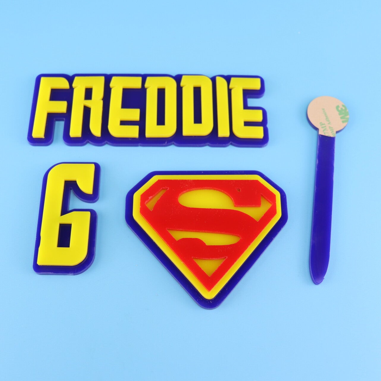 Superhero-Inspired Personalised Cake Topper Set – Custom Name & Age