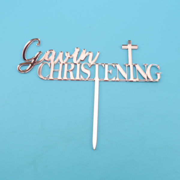 Personalised Christening Cross Cake Topper or Charm