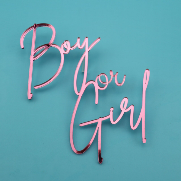 Gender Reveal Cake Charm – Boy or Girl Acrylic Cake Topper