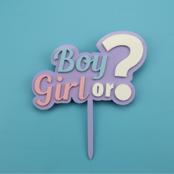 Boy or Girl Gender Reveal Cake Topper – Double Layered Acrylic Cake Topper UK