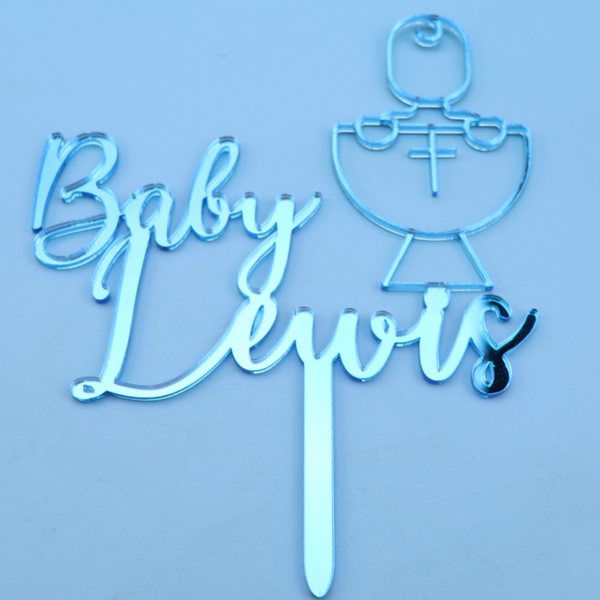 Christening Cake Topper – Baby & Name Design