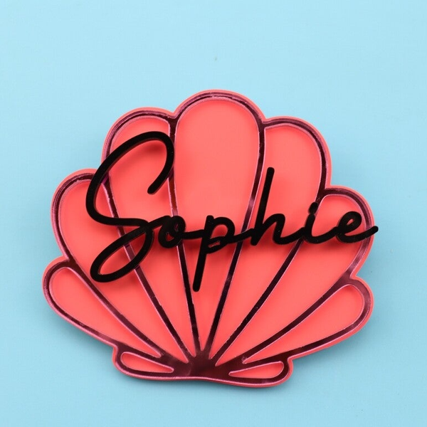 Personalised Mermaid Shell Cake Topper – Acrylic Under The Sea Birthday Cake Decoration